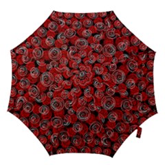 Red Abstract Decor Hook Handle Umbrellas (medium) by Valentinaart