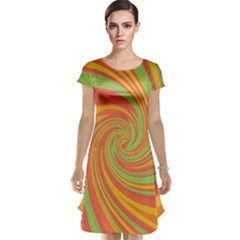 Green And Orange Twist Cap Sleeve Nightdress by Valentinaart