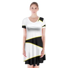 Yellow, Black And White Short Sleeve V-neck Flare Dress by Valentinaart