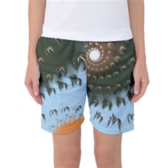 Sun-ray Swirl Design Women s Basketball Shorts by digitaldivadesigns