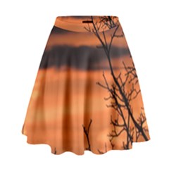 Tree Branches And Sunset High Waist Skirt by picsaspassion