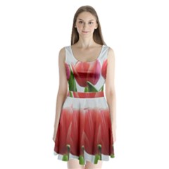 Red Tulips Split Back Mini Dress  by picsaspassion