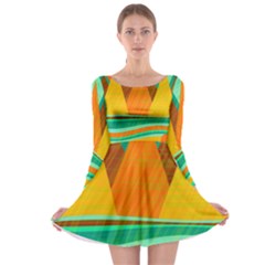 Orange And Green Landscape Long Sleeve Skater Dress by Valentinaart