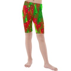 Xmas Trees Decorative Design Kids  Mid Length Swim Shorts by Valentinaart