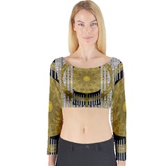 Silver And Gold Is The Way To Luck Long Sleeve Crop Top by pepitasart