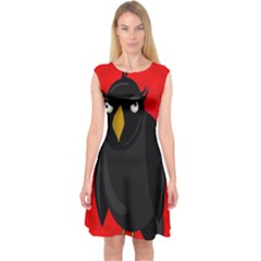 Halloween - Old Raven Capsleeve Midi Dress by Valentinaart