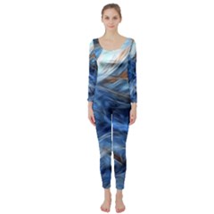 Blue Colorful Abstract Design  Long Sleeve Catsuit by designworld65