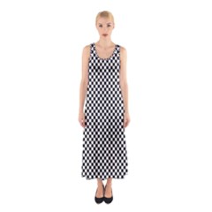 Sports Racing Chess Squares Black White Sleeveless Maxi Dress by EDDArt