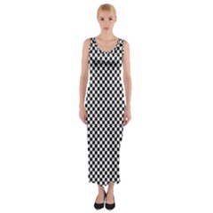 Sports Racing Chess Squares Black White Fitted Maxi Dress by EDDArt