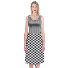 Sports Racing Chess Squares Black White Midi Sleeveless Dress by EDDArt