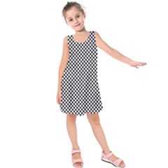 Sports Racing Chess Squares Black White Kids  Sleeveless Dress by EDDArt