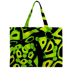 Green Neon Abstraction Zipper Mini Tote Bag by Valentinaart