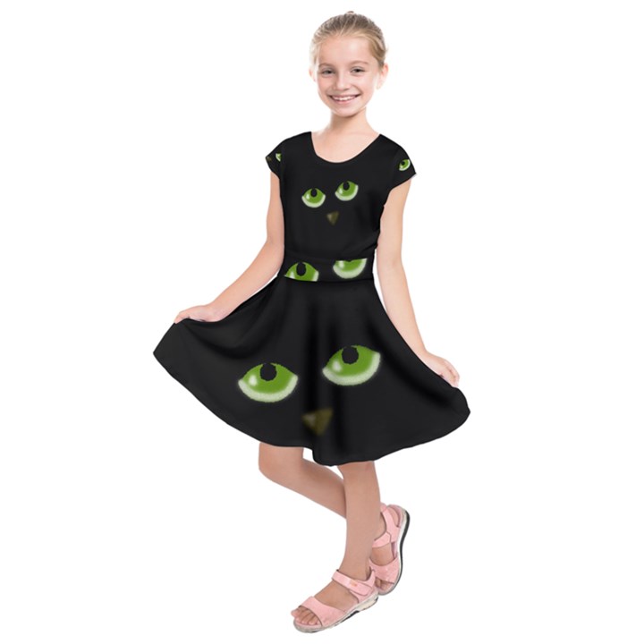 Halloween - back cat Kids  Short Sleeve Dress