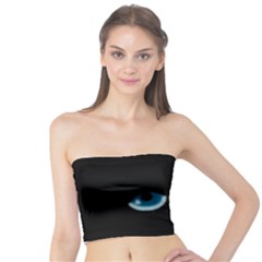 Halloween - Black Cat - Blue Eyes Tube Top by Valentinaart