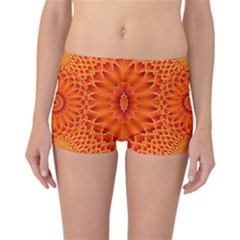 Lotus Fractal Flower Orange Yellow Reversible Boyleg Bikini Bottoms by EDDArt