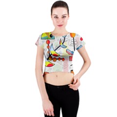 Happy Day Crew Neck Crop Top by Valentinaart