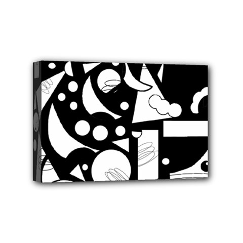 Happy Day - Black And White Mini Canvas 6  X 4  by Valentinaart