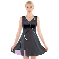 Plug In V-neck Sleeveless Skater Dress by Valentinaart