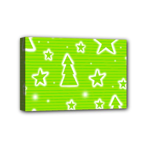 Green Christmas Mini Canvas 6  X 4  by Valentinaart