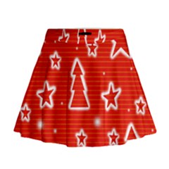Red Xmas Mini Flare Skirt by Valentinaart
