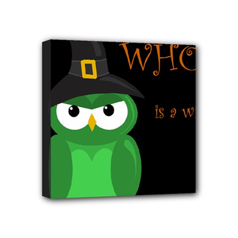 Who Is A Witch? - Green Mini Canvas 4  X 4  by Valentinaart