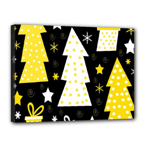 Yellow Playful Xmas Canvas 16  X 12  by Valentinaart