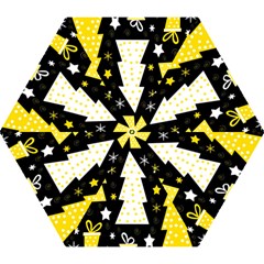 Yellow Playful Xmas Mini Folding Umbrellas by Valentinaart