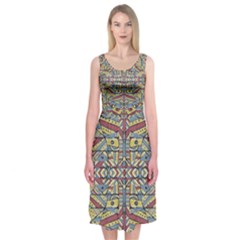 Multicolor Abstract Midi Sleeveless Dress