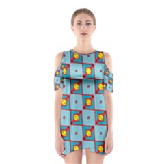 Shapes In Squares Pattern                                                                                                            Women s Cutout Shoulder Dress by LalyLauraFLM