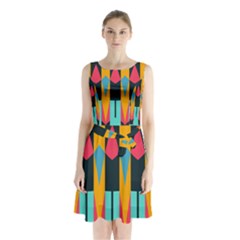 Shapes And Stripes                     Sleeveless Waist Tie Dress by LalyLauraFLM