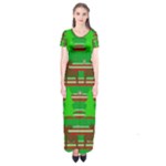Christmas trees and reindeer pattern Short Sleeve Maxi Dress