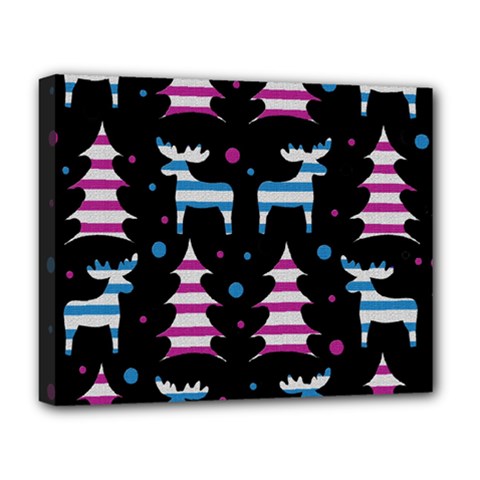 Blue And Pink Reindeer Pattern Deluxe Canvas 20  X 16   by Valentinaart