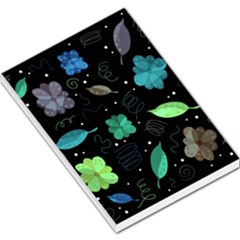 Blue And Green Flowers  Large Memo Pads