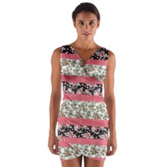 Cute Flower Pattern Wrap Front Bodycon Dress by Brittlevirginclothing