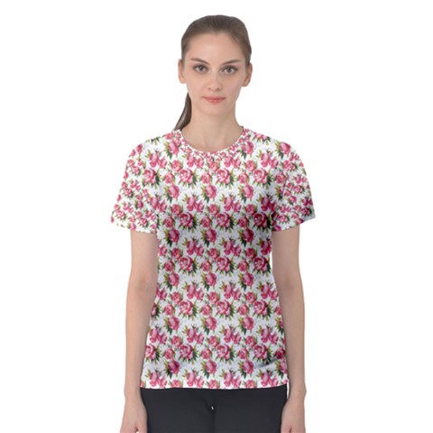 Gorgeous Pink Flower Pattern Women s Sport Mesh Tee by Brittlevirginclothing