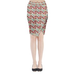 Gorgeous Red Flower Pattern  Midi Wrap Pencil Skirt by Brittlevirginclothing