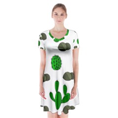 Cactuses 3 Short Sleeve V-neck Flare Dress by Valentinaart