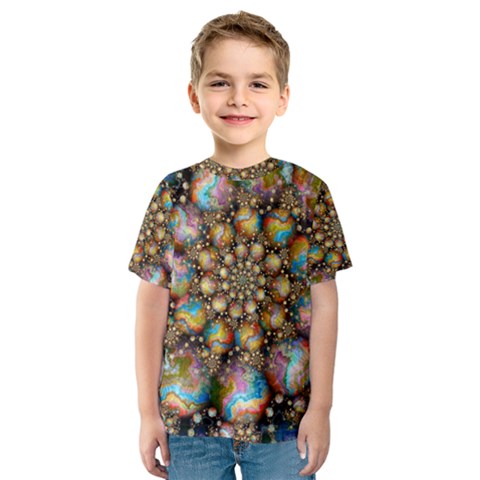 Marbled Spheres Spiral Kids  Sport Mesh Tee by WolfepawFractals