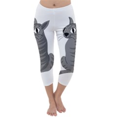 Gray Cat Capri Winter Leggings  by Valentinaart