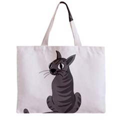 Gray Cat Zipper Mini Tote Bag by Valentinaart