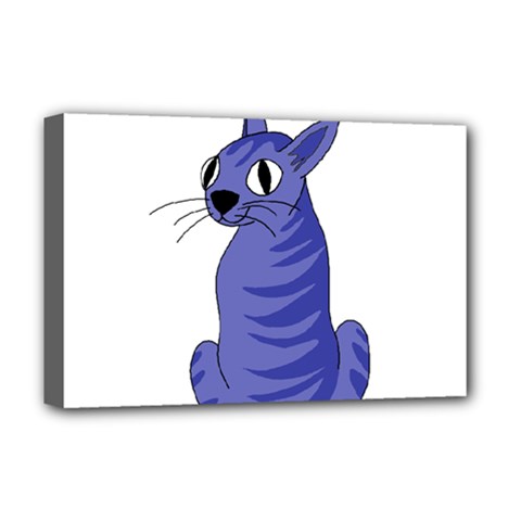 Blue Cat Deluxe Canvas 18  X 12   by Valentinaart