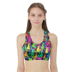 Colorful Cats Sports Bra With Border by Valentinaart