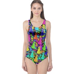 Colorful Cats One Piece Swimsuit by Valentinaart