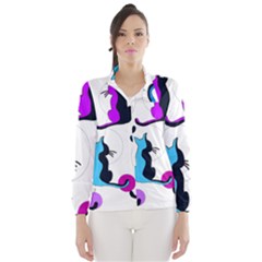 Purple Abstract Cats Wind Breaker (women) by Valentinaart