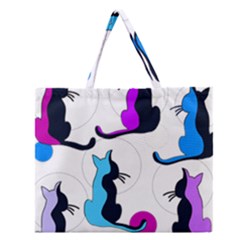 Purple Abstract Cats Zipper Large Tote Bag by Valentinaart