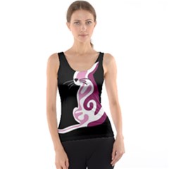 Pink Abstract Cat Tank Top by Valentinaart