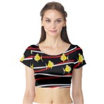Five yellow fish Short Sleeve Crop Top (Tight Fit)