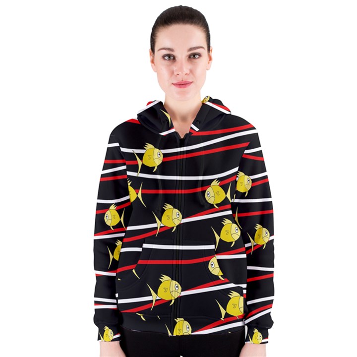 Five yellow fish Women s Zipper Hoodie