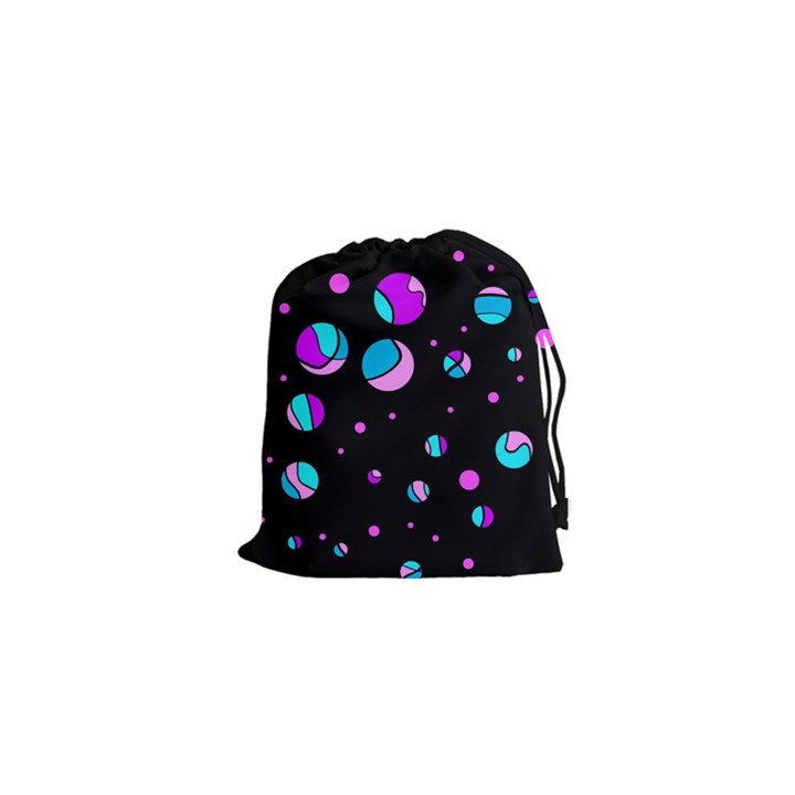 Blue and purple dots Drawstring Pouches (XS) 