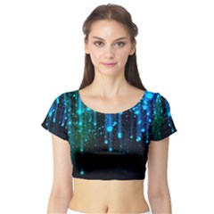 Abstract Stars Falling Wallpapers Hd Short Sleeve Crop Top (tight Fit) by Brittlevirginclothing